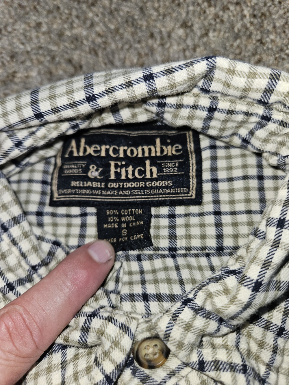 Abercrombie & Fitch Men's Cream Plaid Button-Up Jacket